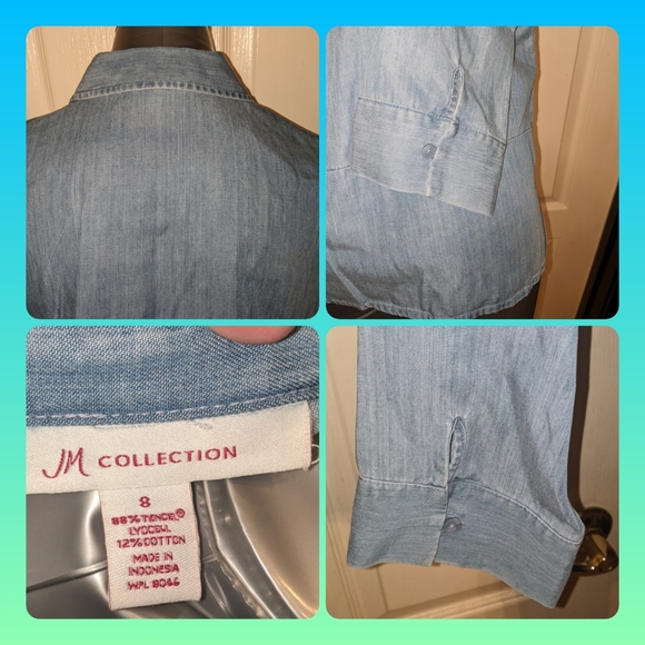 5/$25 colored denim top button-up soft and comfortable unworn size 8 - Picture 6 of 7